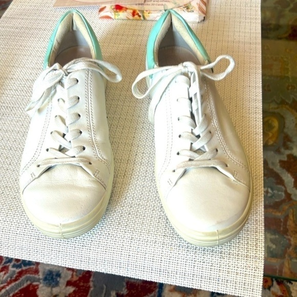 Ecco sneakers, Soft leather 7 Sneaker Size EUR39 white& Tiffany green - Picture 7 of 10